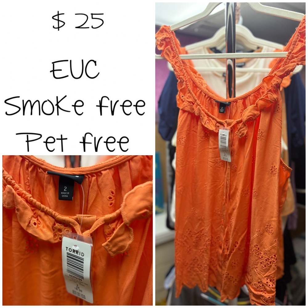 Torrid Orange Ruffled Smocked Blouse